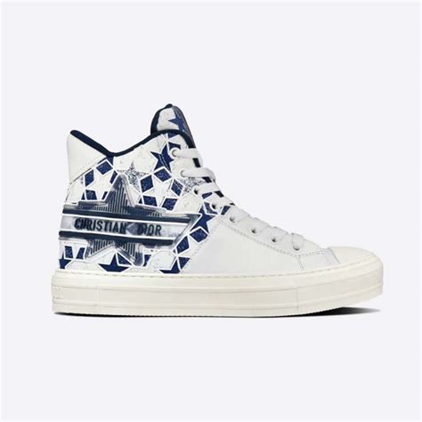 Walk'n'Dior Star Sneaker Blue and White Calfskin and Technical 